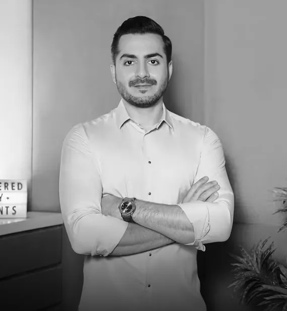 Avnish Chhabria, co-founder of ALTEON, in black and white.